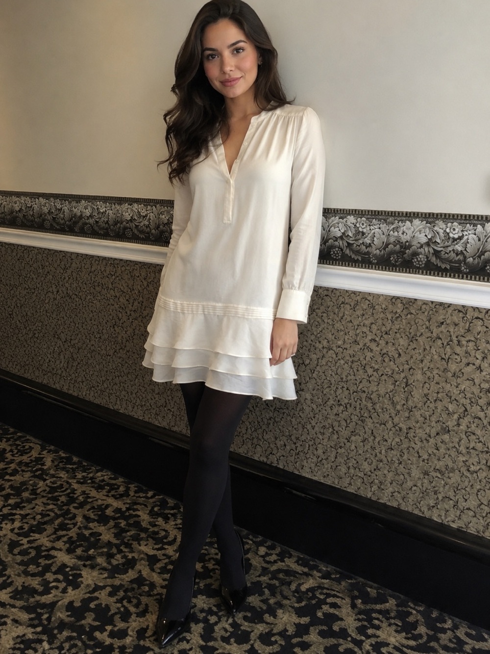 Banana Republic 100% Silk Tiered Ruffle Tunic Dress | Size 0P | Like New ✨